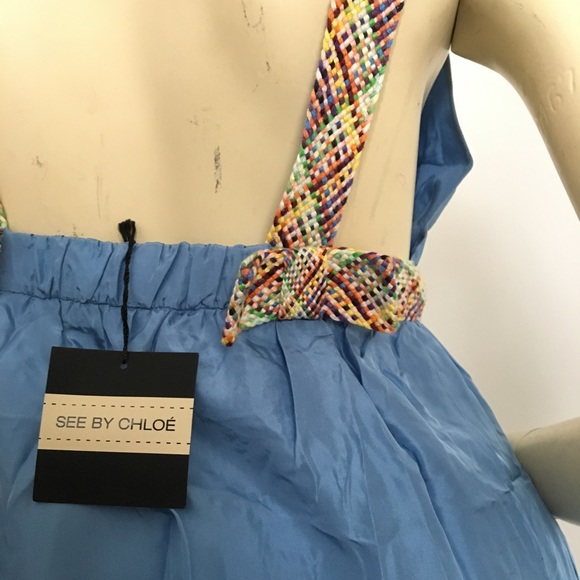 See by Chloé Silk bubble hem dress with deep v-neck and bows on straps - Picture 6 of 6